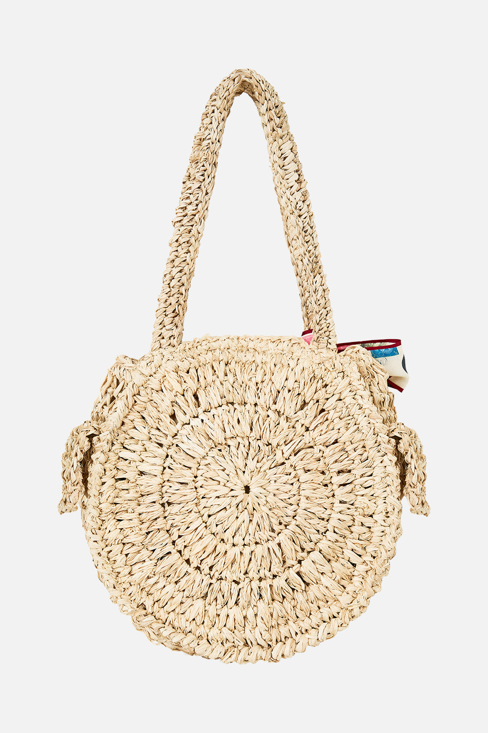 RAFFIA ROUND SHOULDER BAG WITH SCARF BOW NOTES FROM THE ROAD