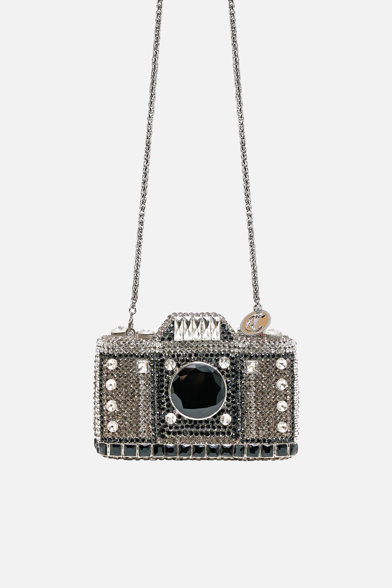 The CAMILLA EMBELLISHED CRYSTAL CAMERA CLUTCH BAG CRYSTAL in our CRYSTAL print.