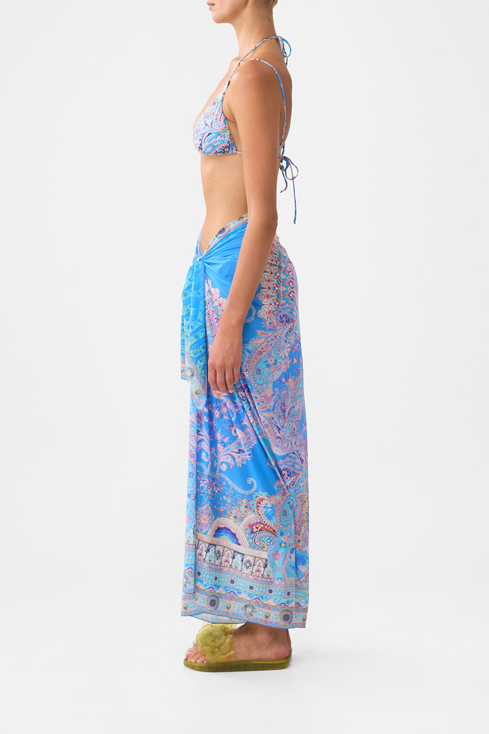 The CAMILLA multi wear long sarong from our print footsteps in folklore