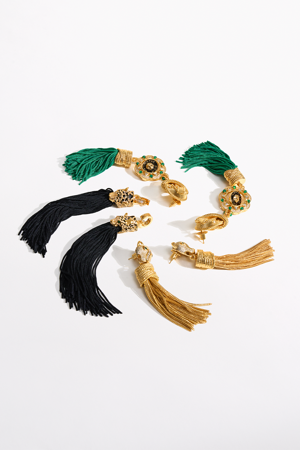 FIERCE FOLKLORE PENDANT TASSEL EARRINGS GOLD