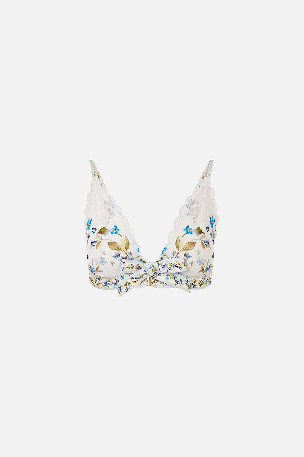 SCALLOPED EDGE TRIANGLE BRALETTE WITH BOW FRONT BOTANICAL BALLADS