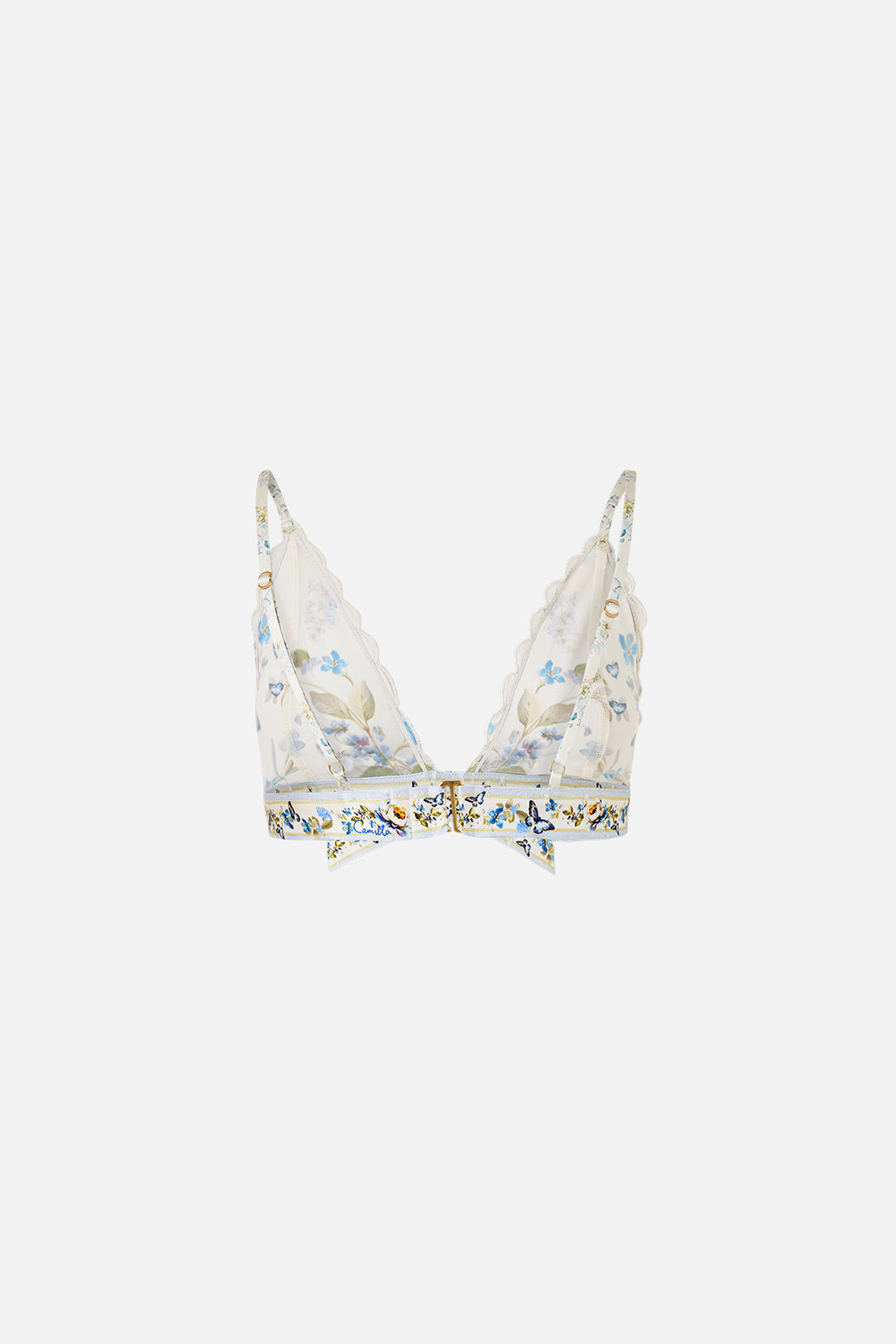 SCALLOPED EDGE TRIANGLE BRALETTE WITH BOW FRONT BOTANICAL BALLADS