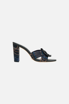AZRA PRINTED RAFFIA MULE HEEL SONG OF THE SOLSTICE