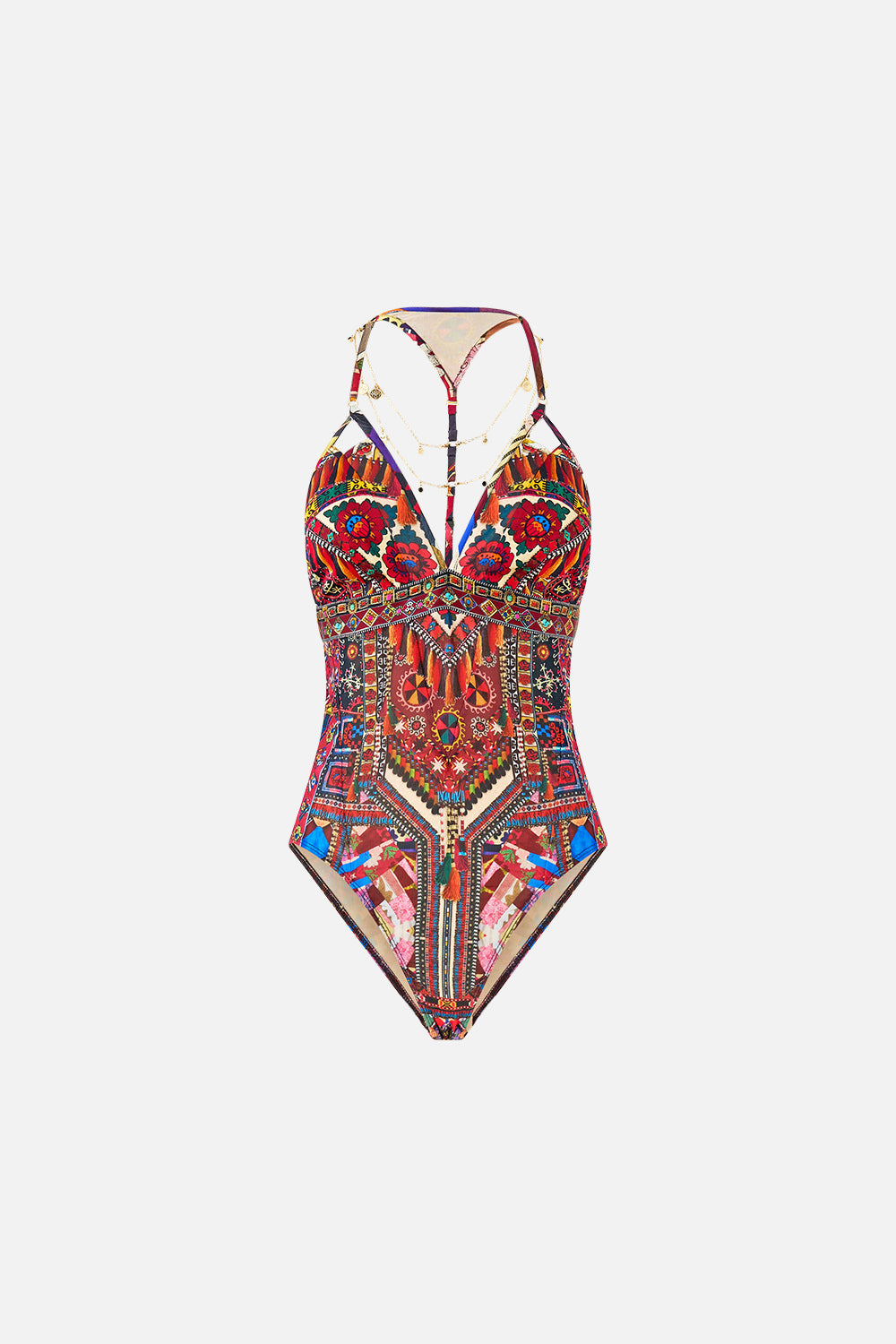 CHAIN DETAIL TRI BODYSUIT WITH MESH INSERTS PATCHWORK ALCHEMY