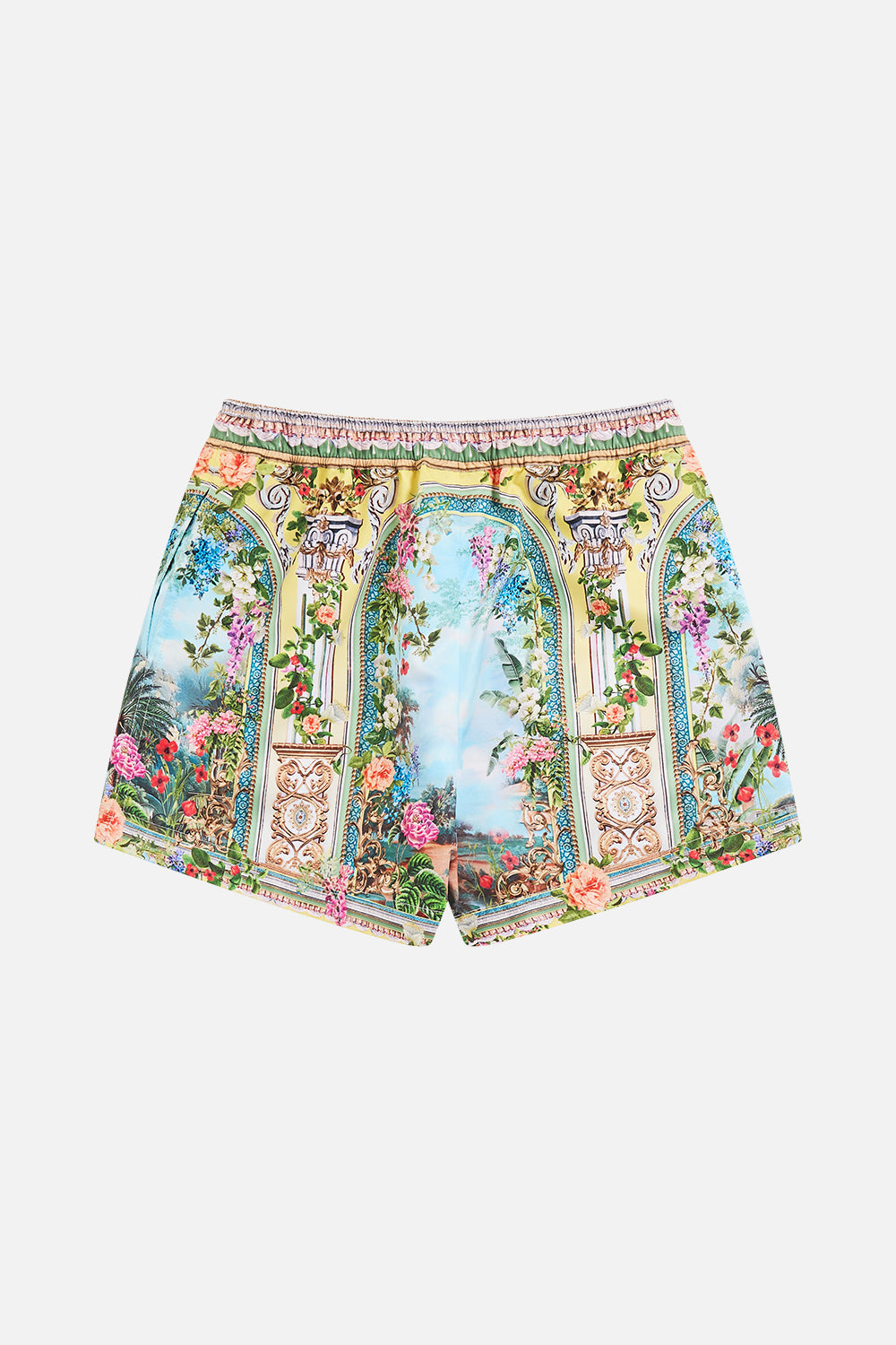 The CAMILLA BOYS MID LENGTH BOARDSHORT With ELASTIC WAIST TALES OF TOPKAPI PALACE in our  print.
