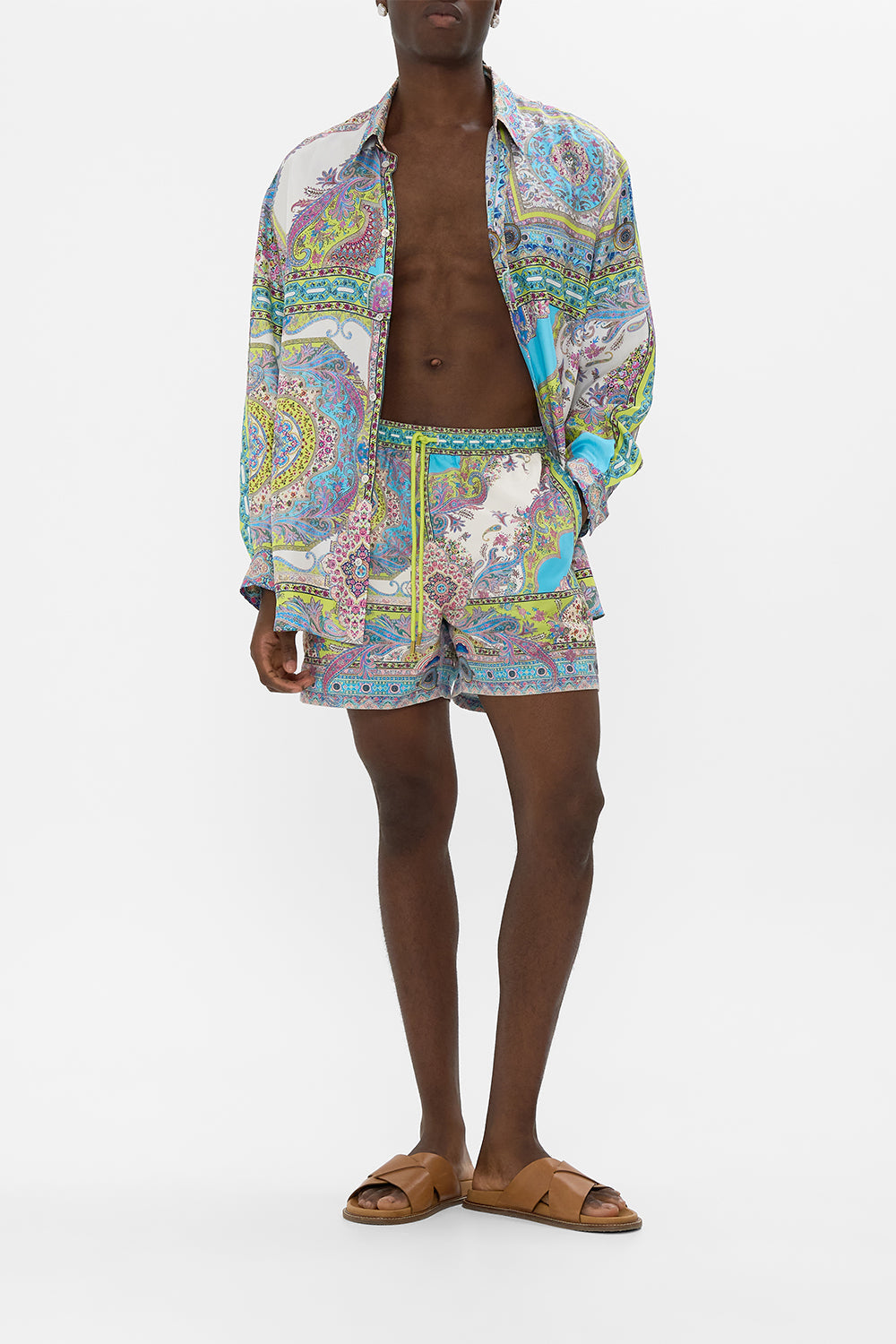 The CAMILLA mid length boardshort with elastic waist from our print magic carpet ride