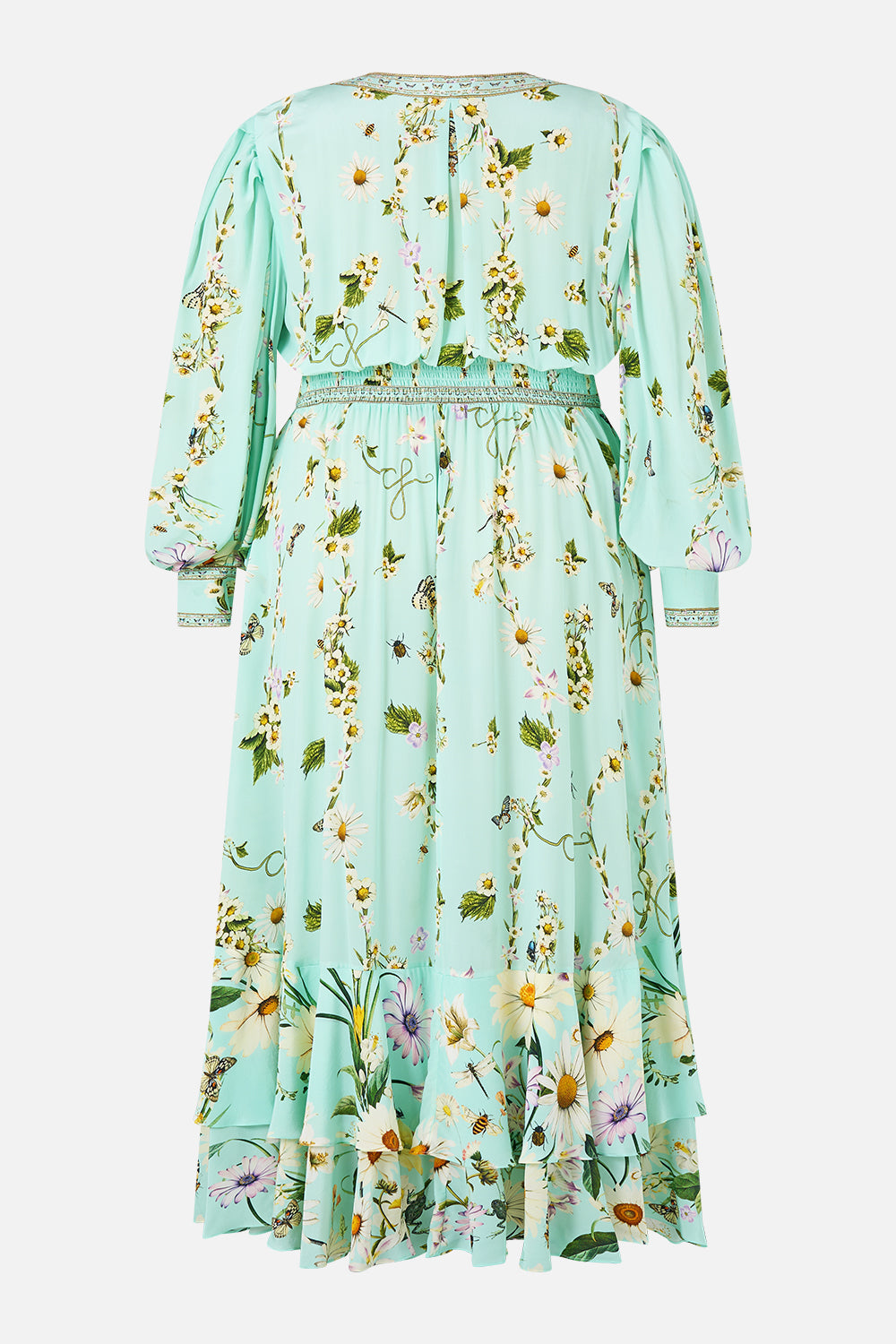 The CAMILLA LONG BUTTON FRONT DRESS FLORAL FREEFALL in our  print.