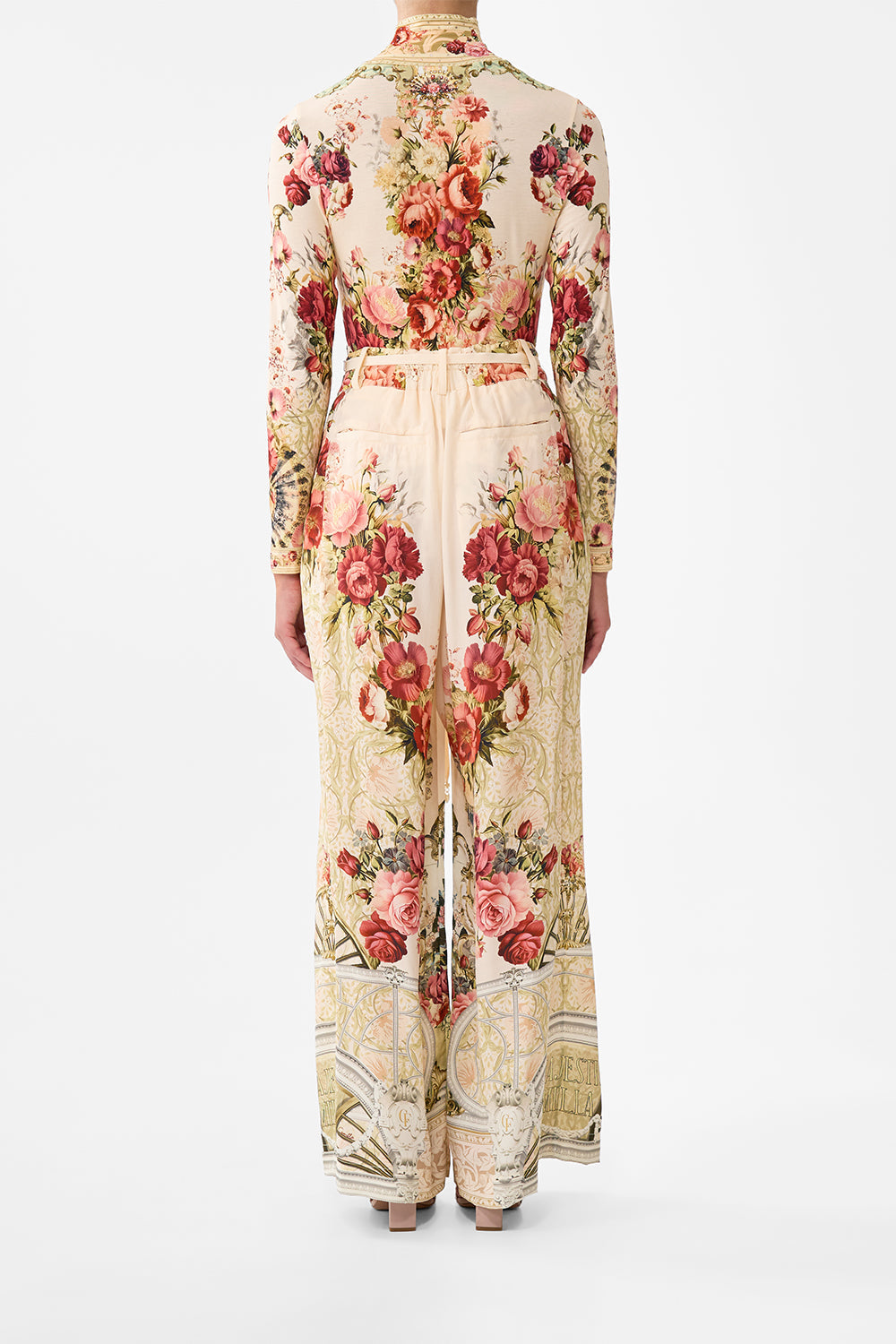 The CAMILLA SOFT WIDE LEG PANT WITH TIE DETAIL MEET ME AT THE MAJESTIC in our  print.