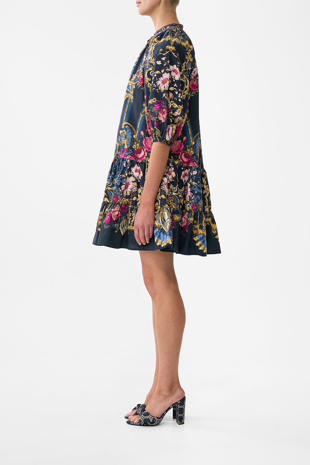 The CAMILLA PUFF SLEEVE SHIRT DRESS ORNATE ON A PLATE in our  print.