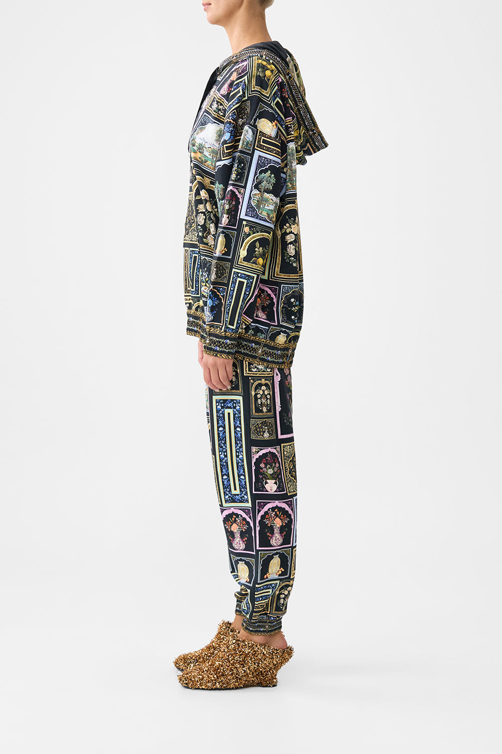The CAMILLA SILK HEM BAND BOYFRIEND HOODIE OTTOMAN ELEGANCE in our  print.