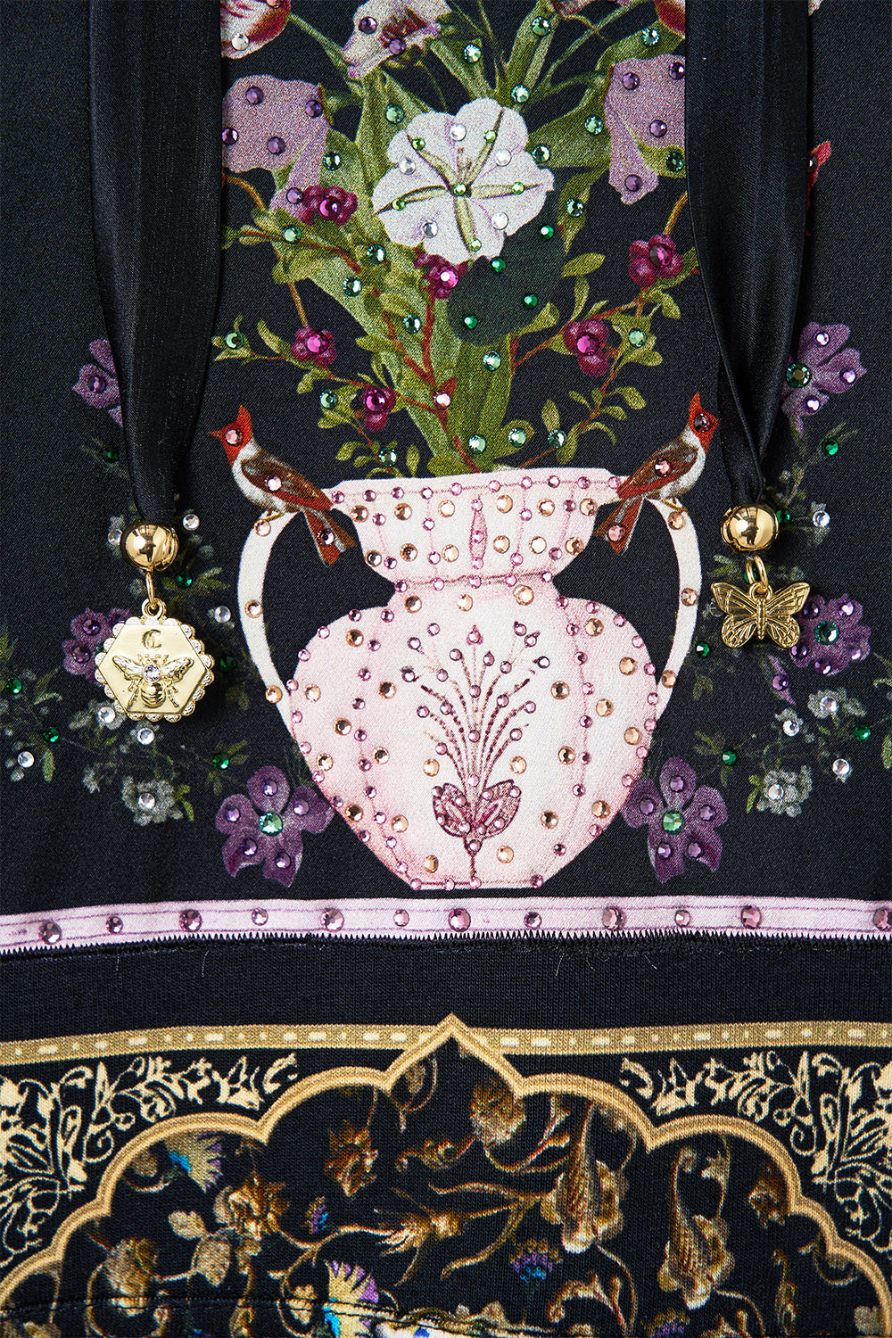 The CAMILLA SILK HEM BAND BOYFRIEND HOODIE OTTOMAN ELEGANCE in our  print.