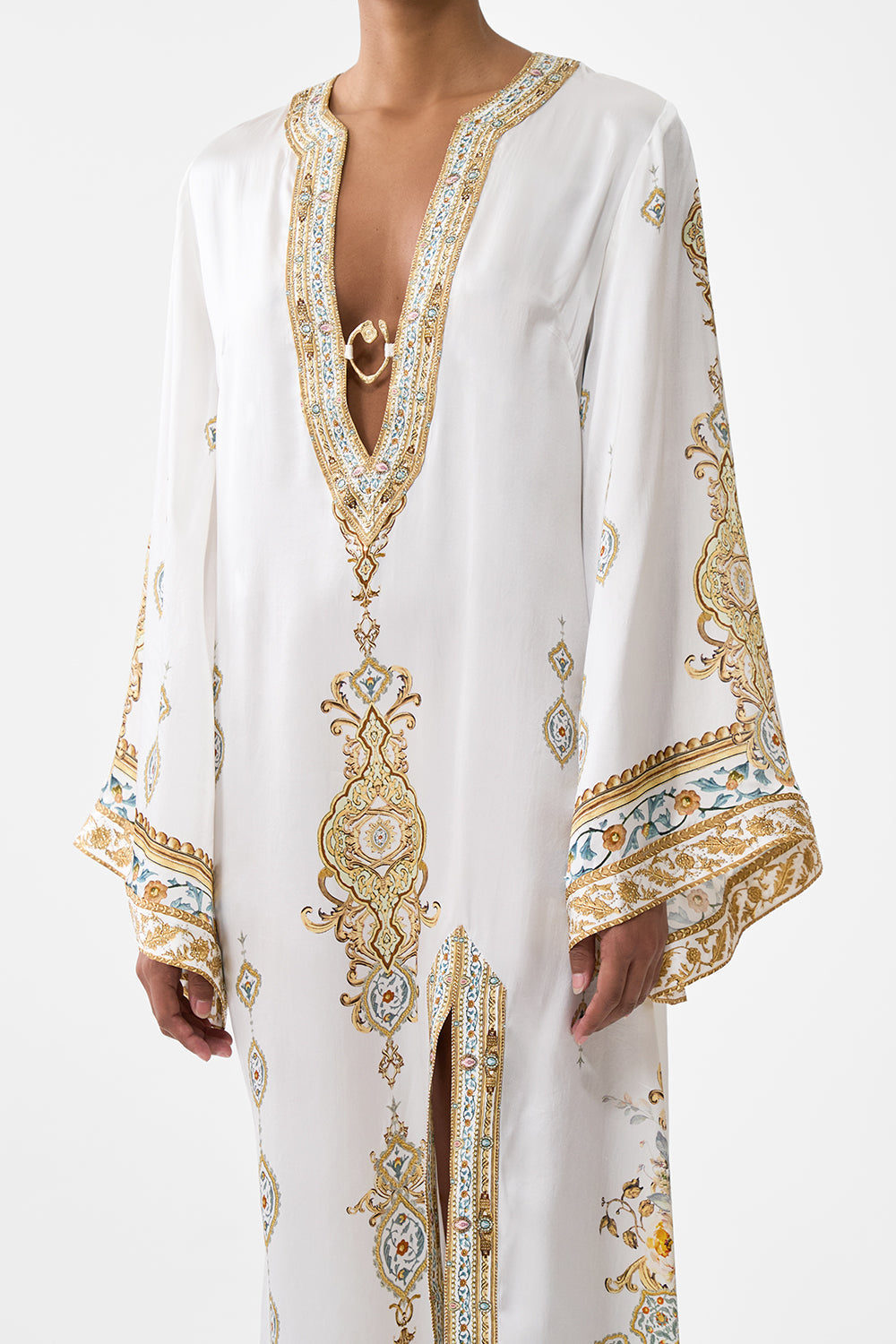 The CAMILLA DEEP V NECK HARDWARE KAFTAN OTTOMAN DYNASTY in our  print.