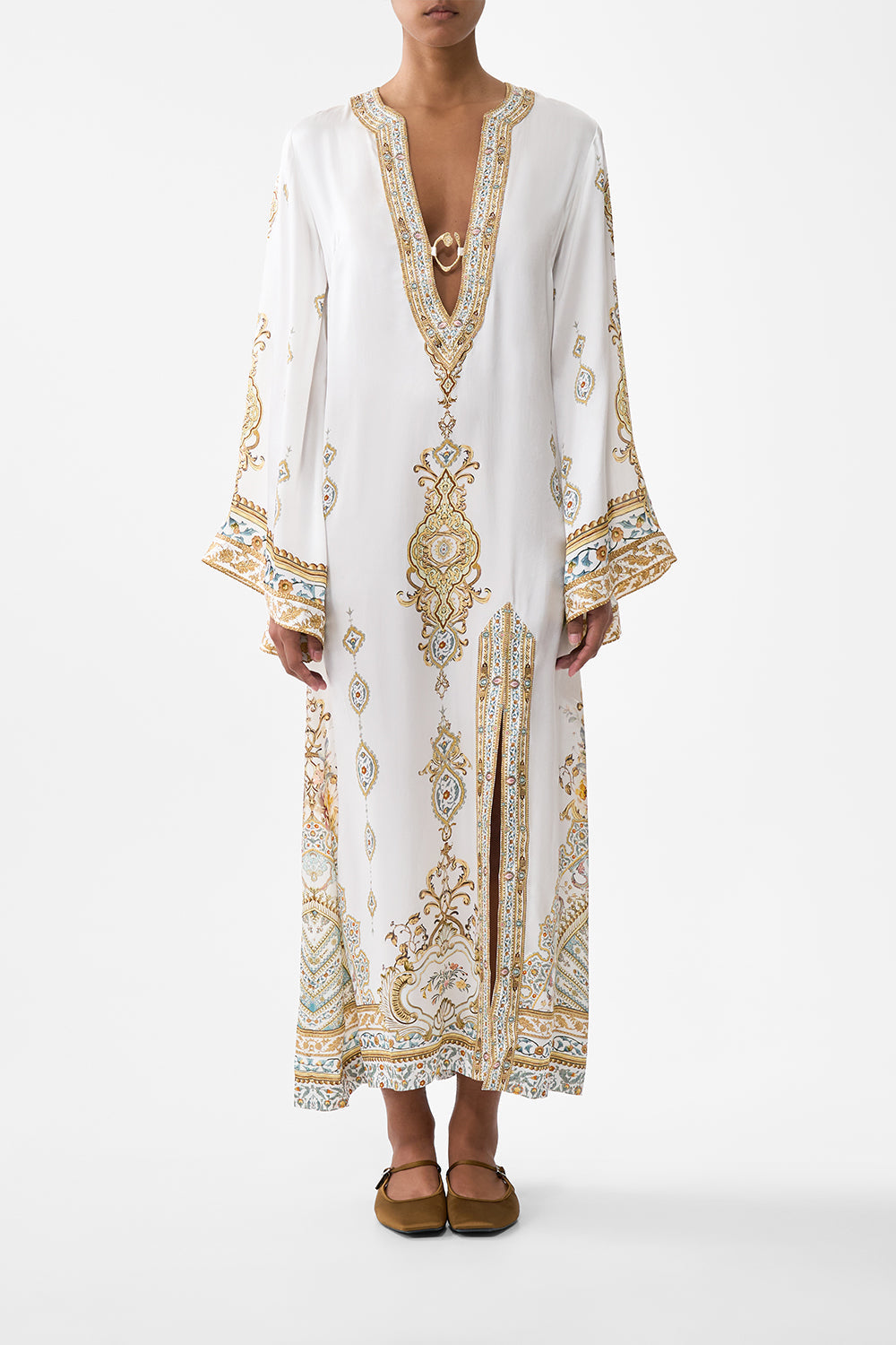 The CAMILLA DEEP V NECK HARDWARE KAFTAN OTTOMAN DYNASTY in our OTTOMAN DYNASTY print.