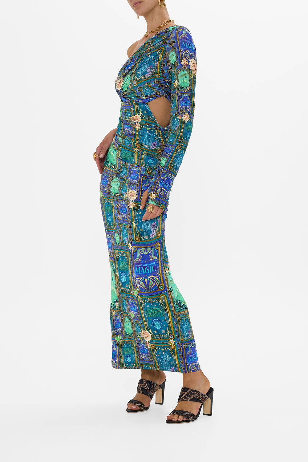 ONE SHOULDER JERSEY CUT OUT DRESS DEFY GRAVITY