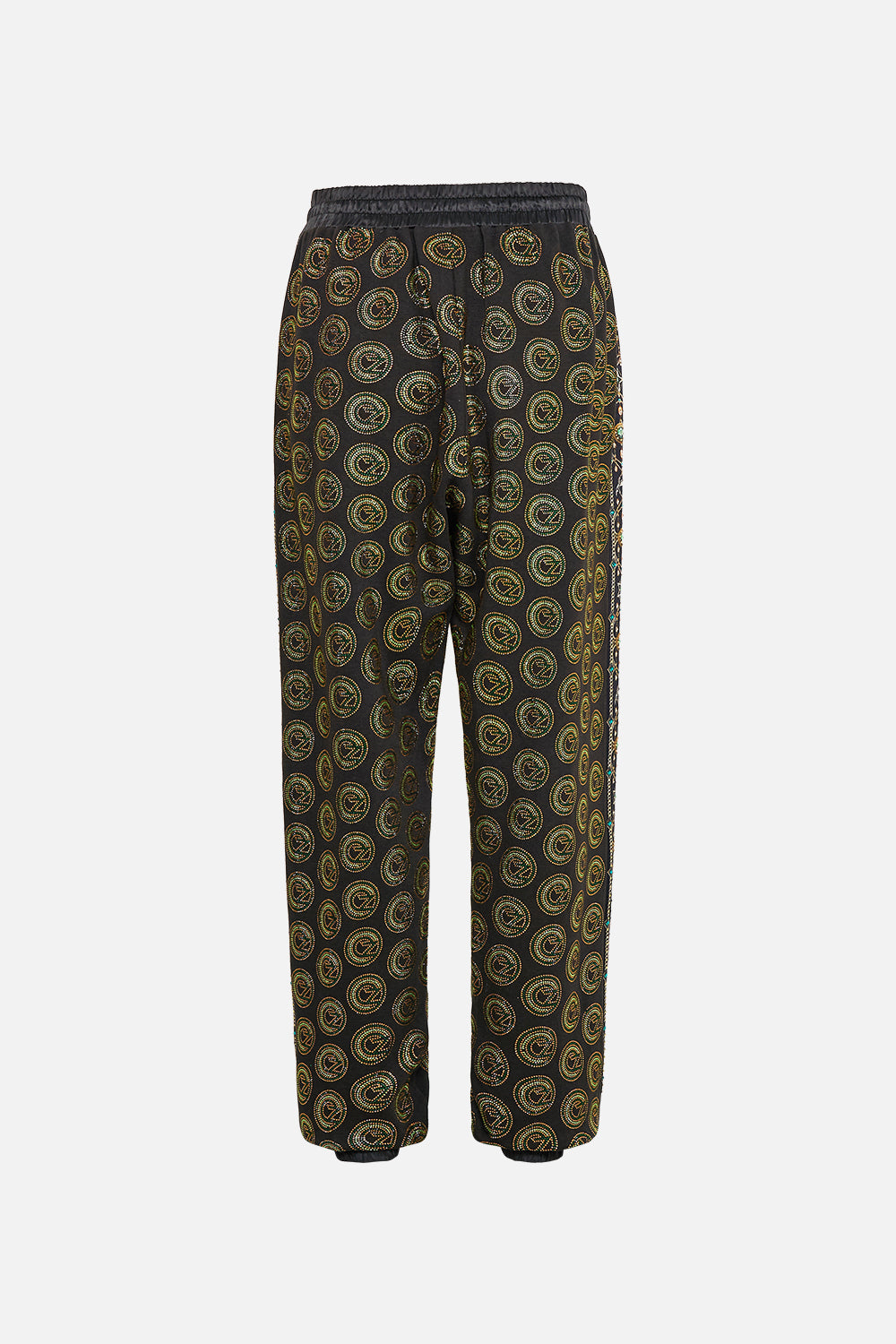 The CAMILLA JERSEY TRACK PANT WITH SIDE PANELS DEFY GRAVITY in our  print.