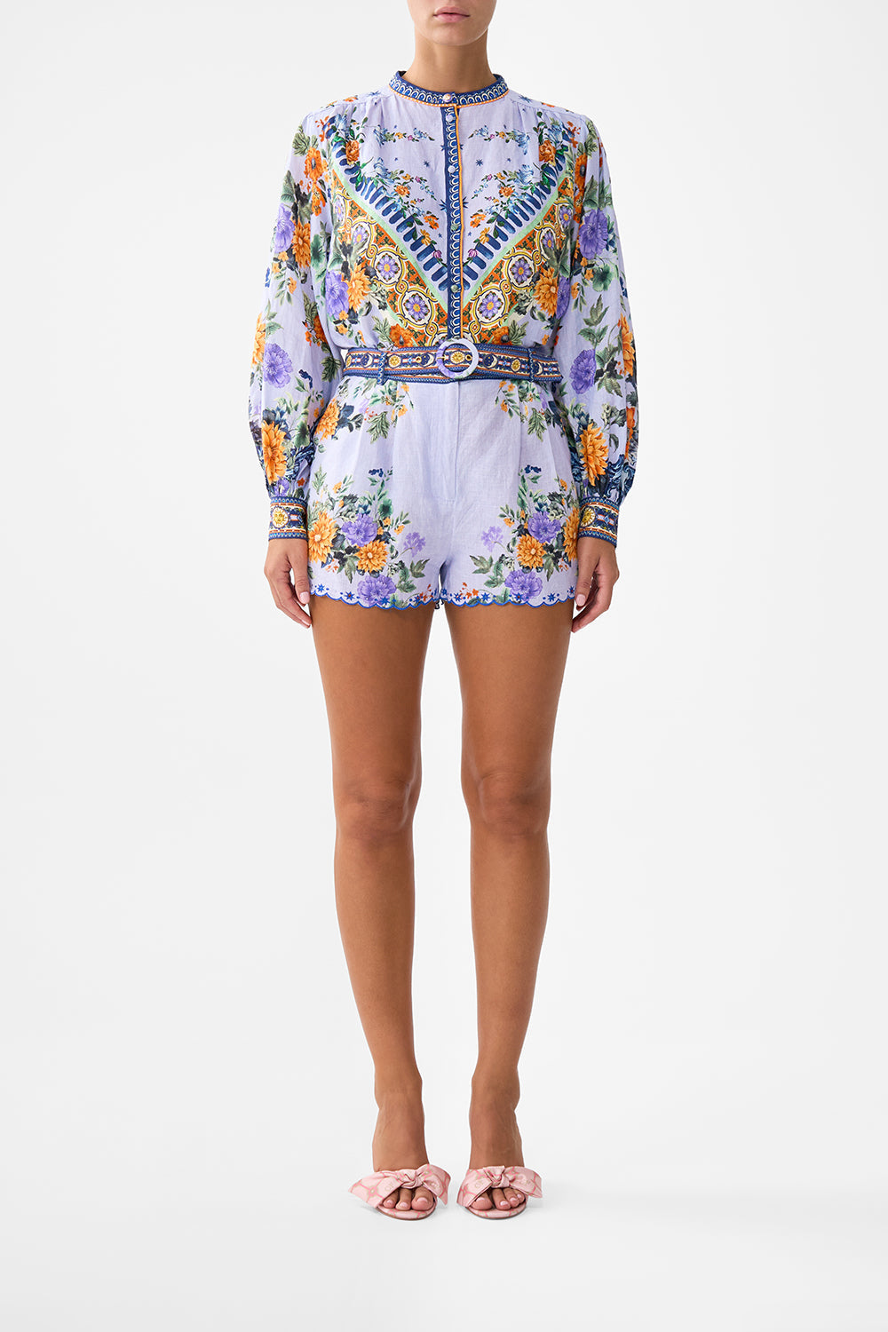 The CAMILLA Blouson Sleeve Long Length Blouse With Yoke in our Luscious In Lisbon print.