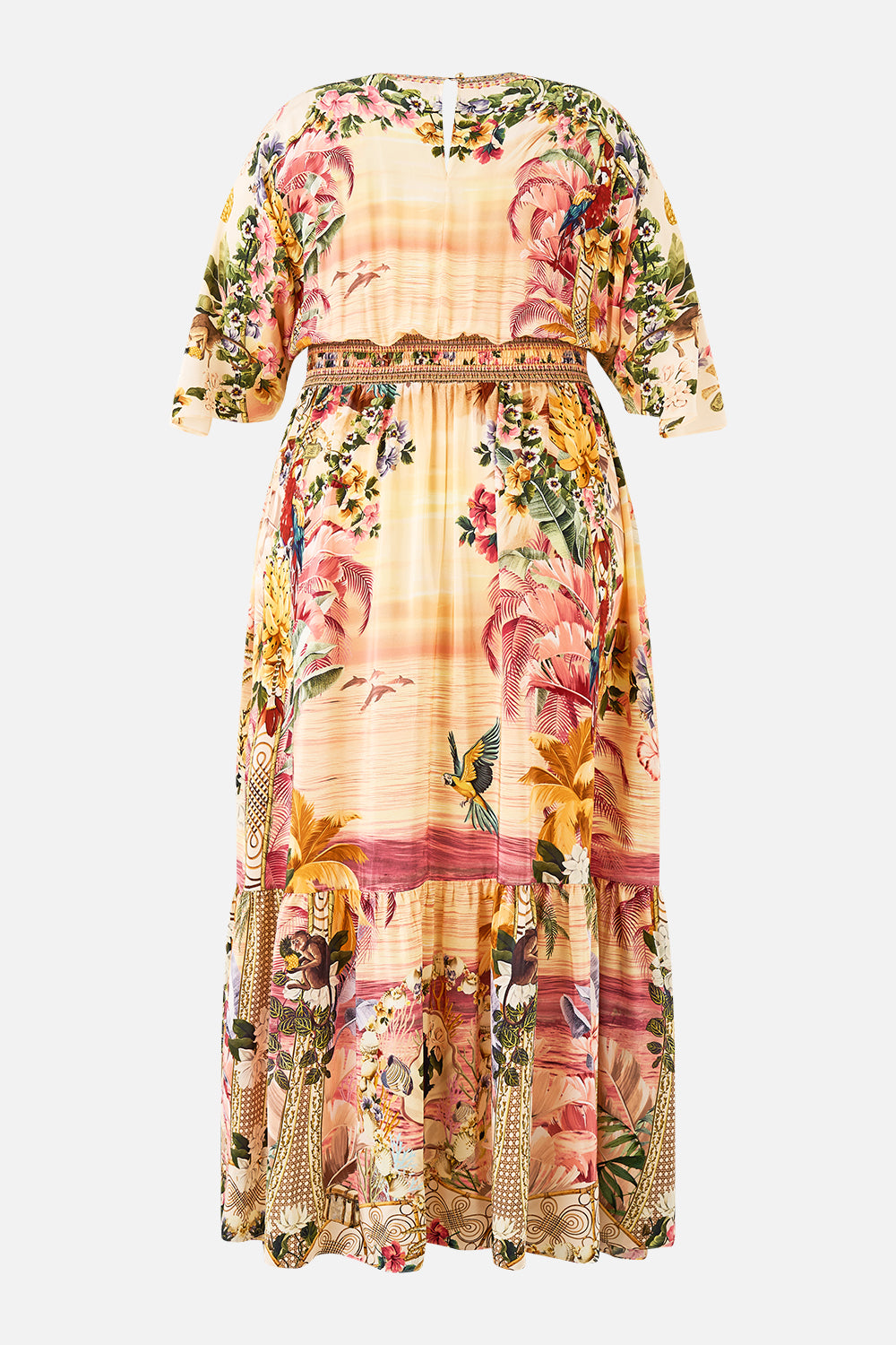 WAISTED DRESS WITH HEM RUFFLE WELCOME TO THE WHITE LOTUS