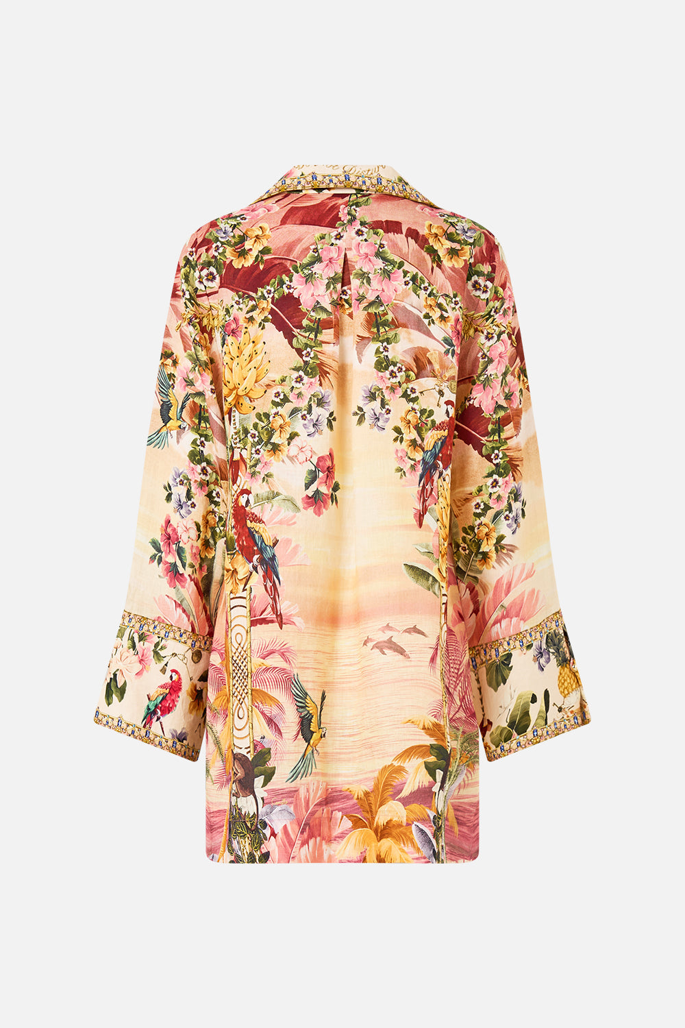 The CAMILLA LONG SLEEVE TUNIC DRESS WELCOME TO THE WHITE LOTUS in our  print.