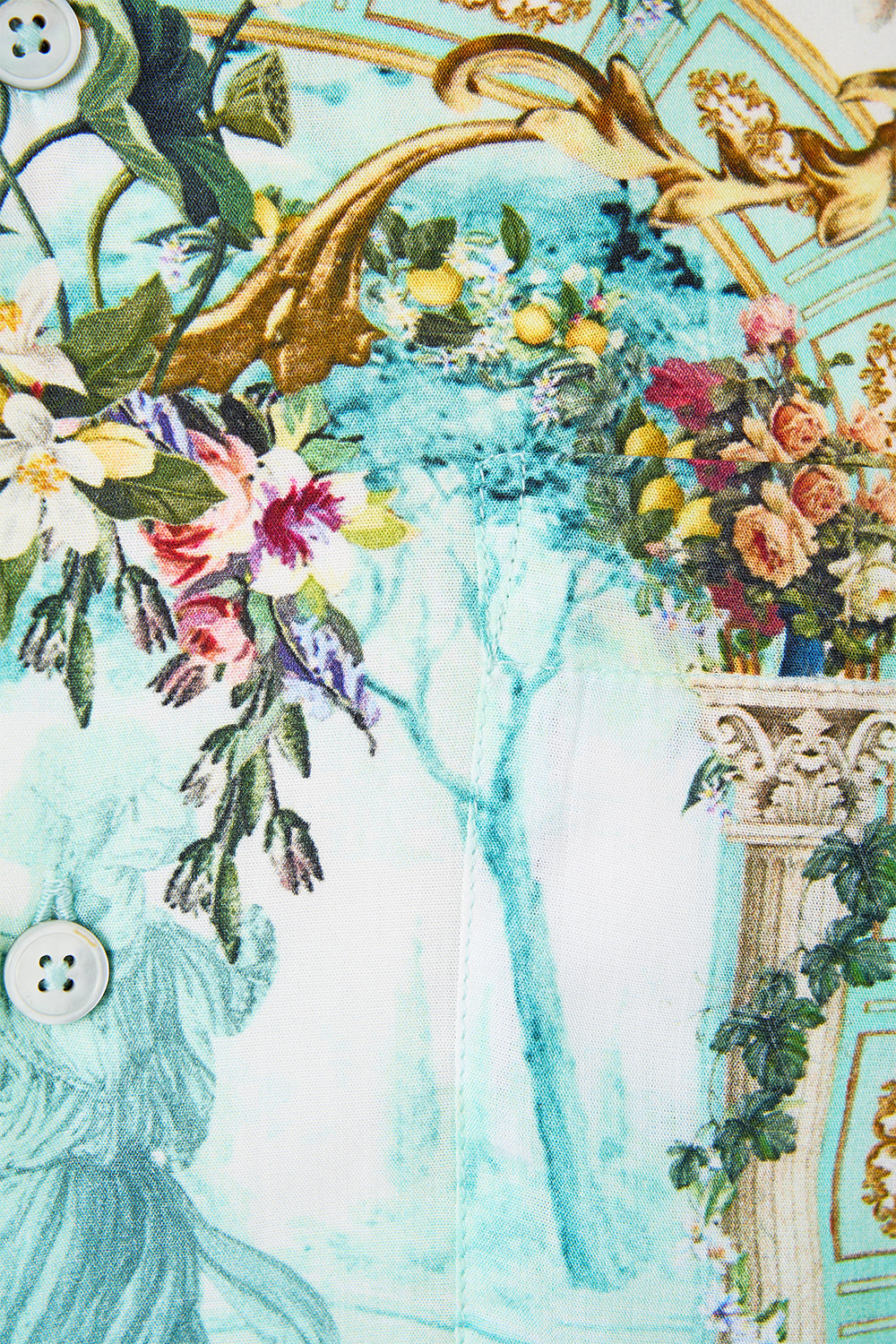 The CAMILLA SHORT SLEEVE CAMP COLLARED SHIRT VENUS ON A VESPA in our  print.