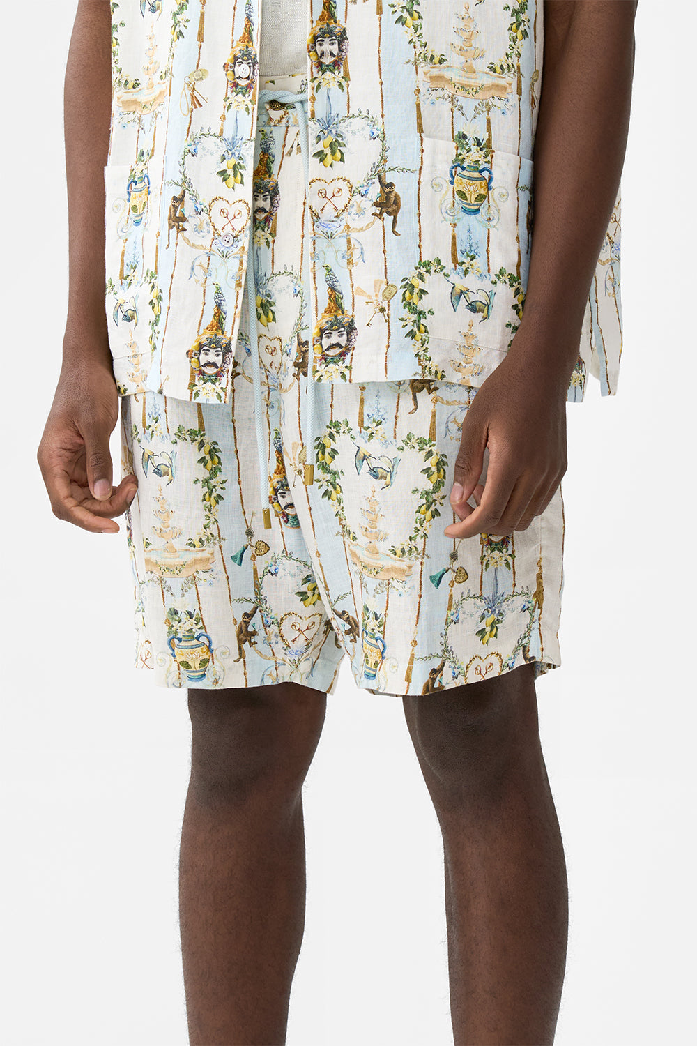 The CAMILLA MID LENGTH WALK SHORT VENUS ON A VESPA in our  print.