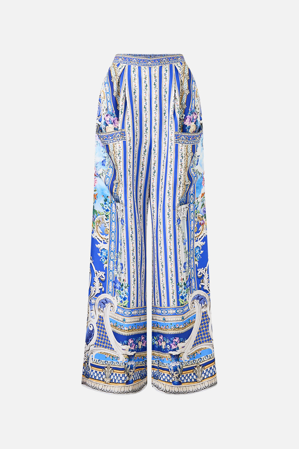 The CAMILLA WIDE LEG TROUSER WITH FRONT POCKETS OTTOMAN OPULENCE in our  print.