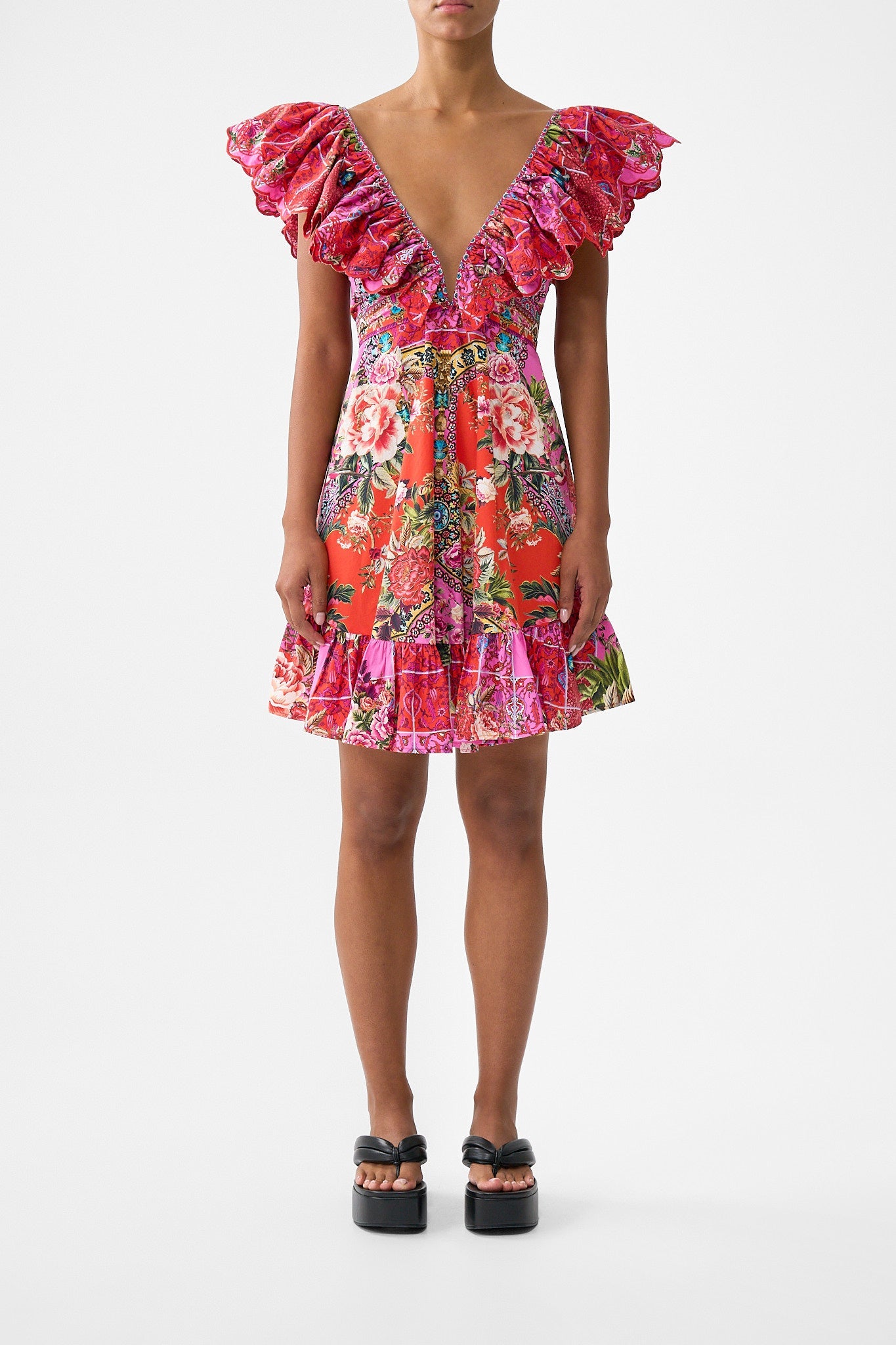 SHORT FRILL NECK DRESS HEIRLOOM EMPIRE