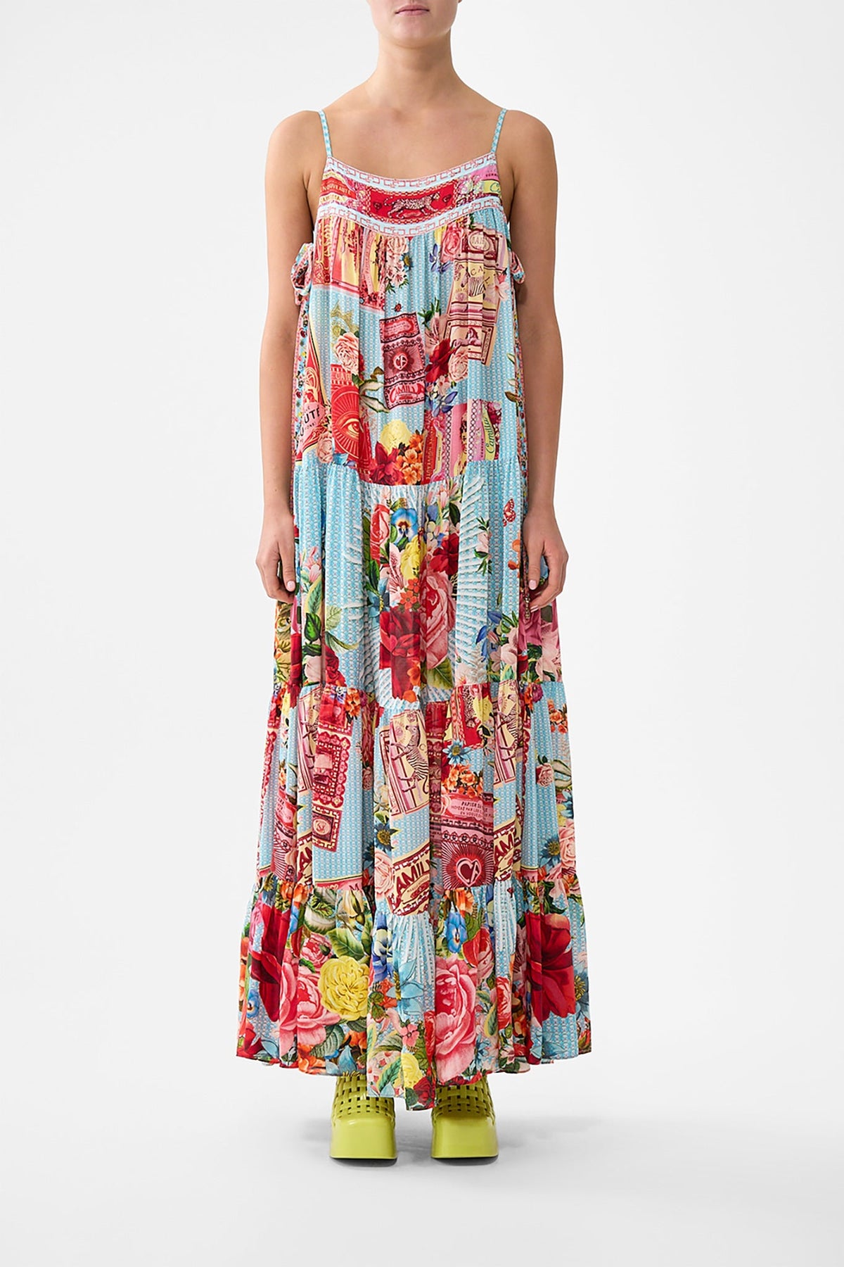 LONG TIERED DRESS WITH BOW TIES PAPERS AND CURIOUS CAPERS