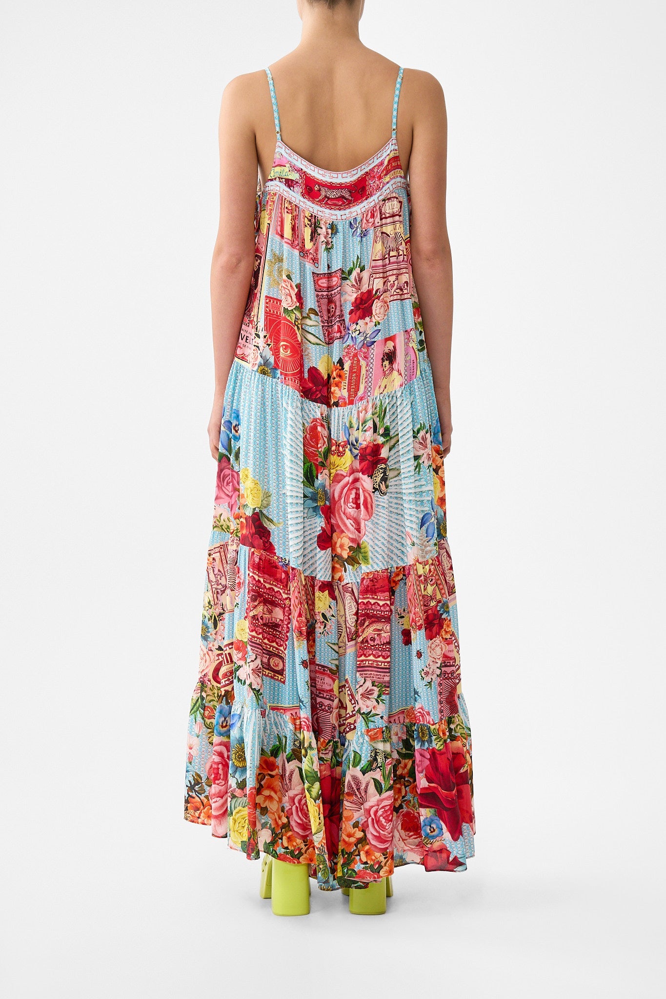LONG TIERED DRESS WITH BOW TIES PAPERS AND CURIOUS CAPERS
