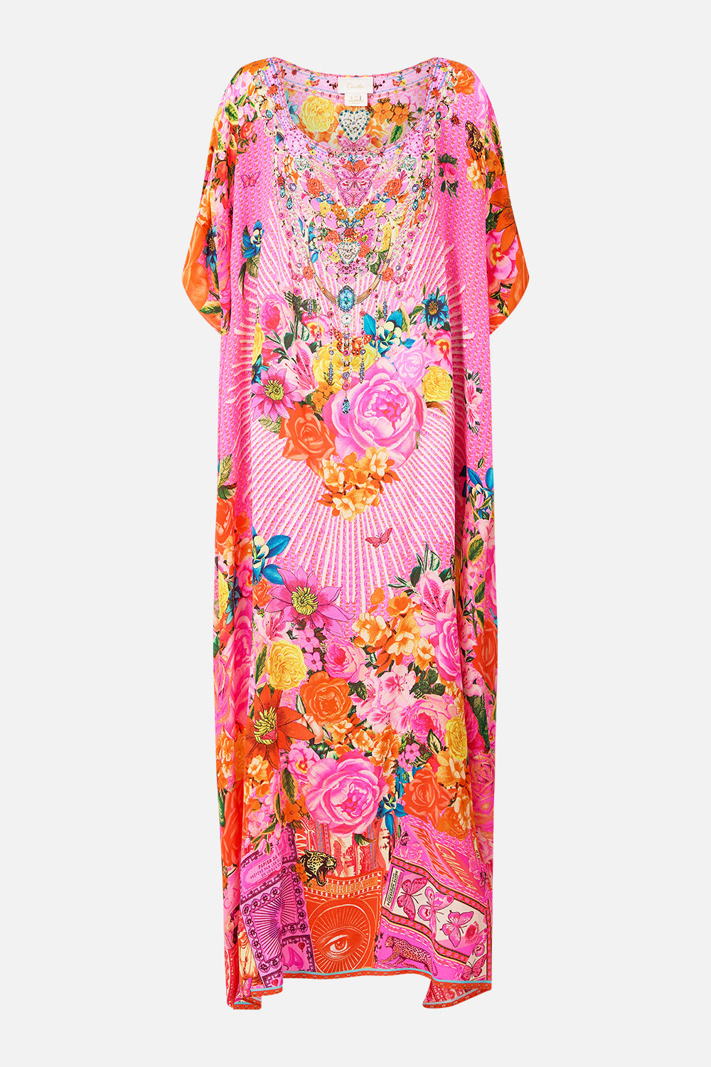 The CAMILLA round neck kaftan from our print illustration nation, front product view