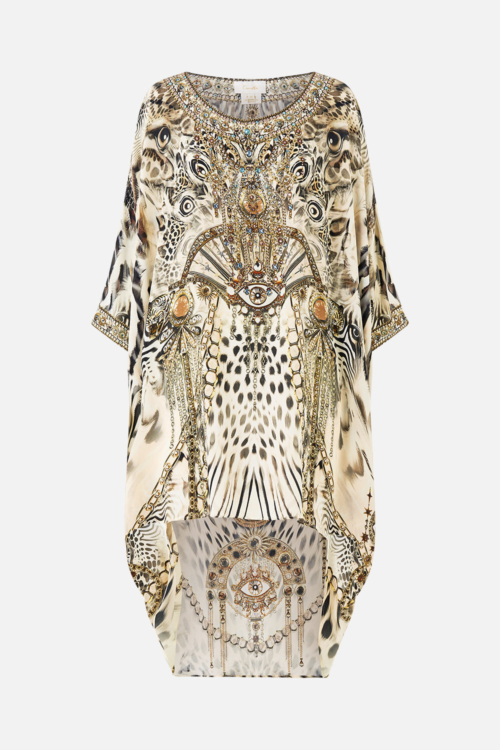 The CAMILLA SCOOP BACK HEM DRESS LADY LIONHEART in our  print.