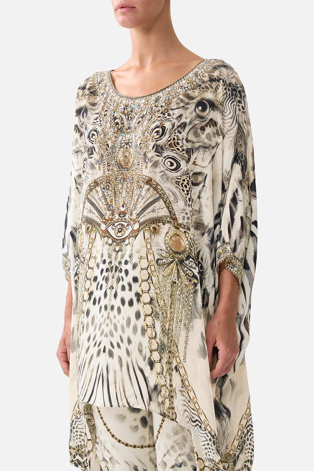 The CAMILLA SCOOP BACK HEM DRESS LADY LIONHEART in our  print.