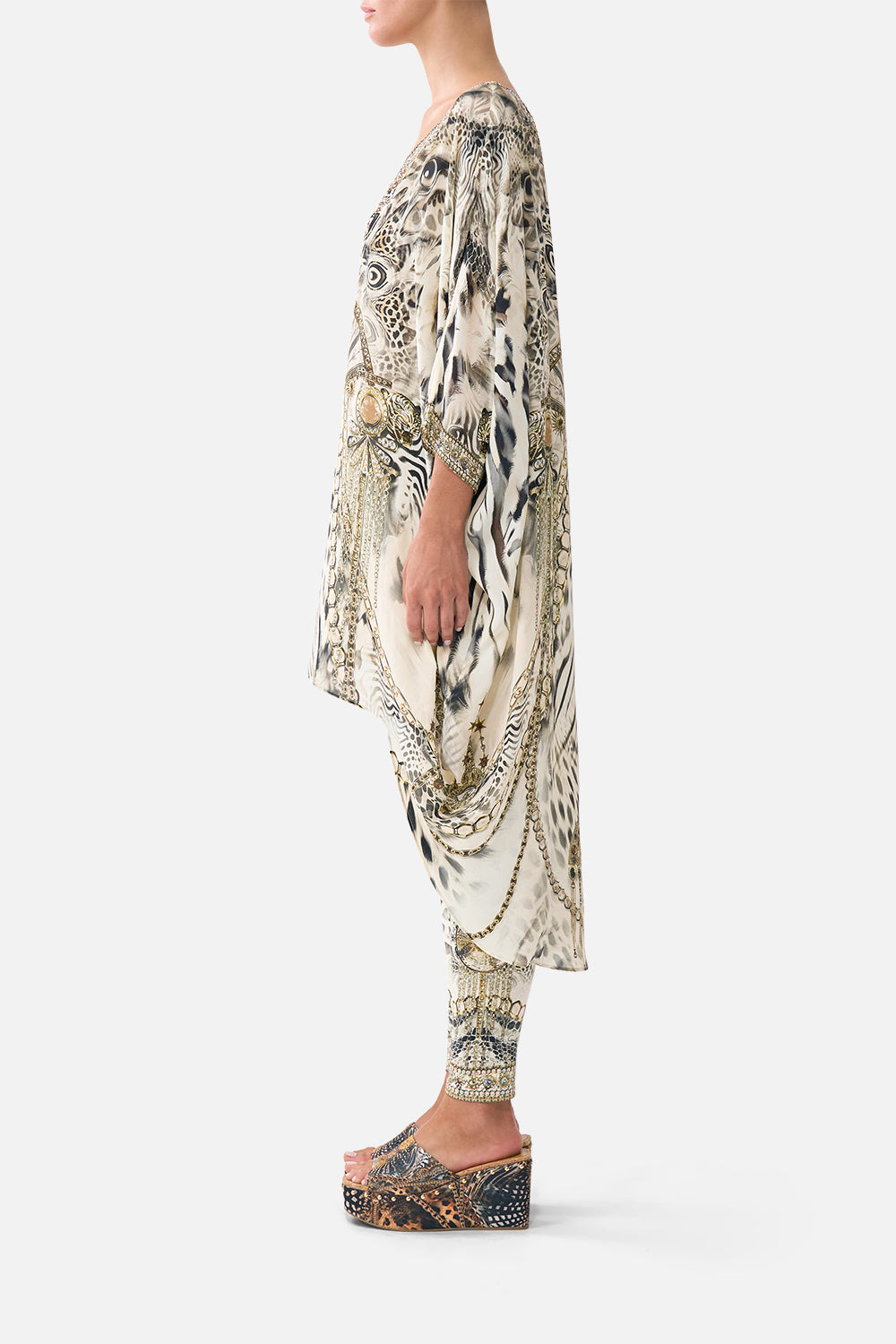 The CAMILLA SCOOP BACK HEM DRESS LADY LIONHEART in our  print.