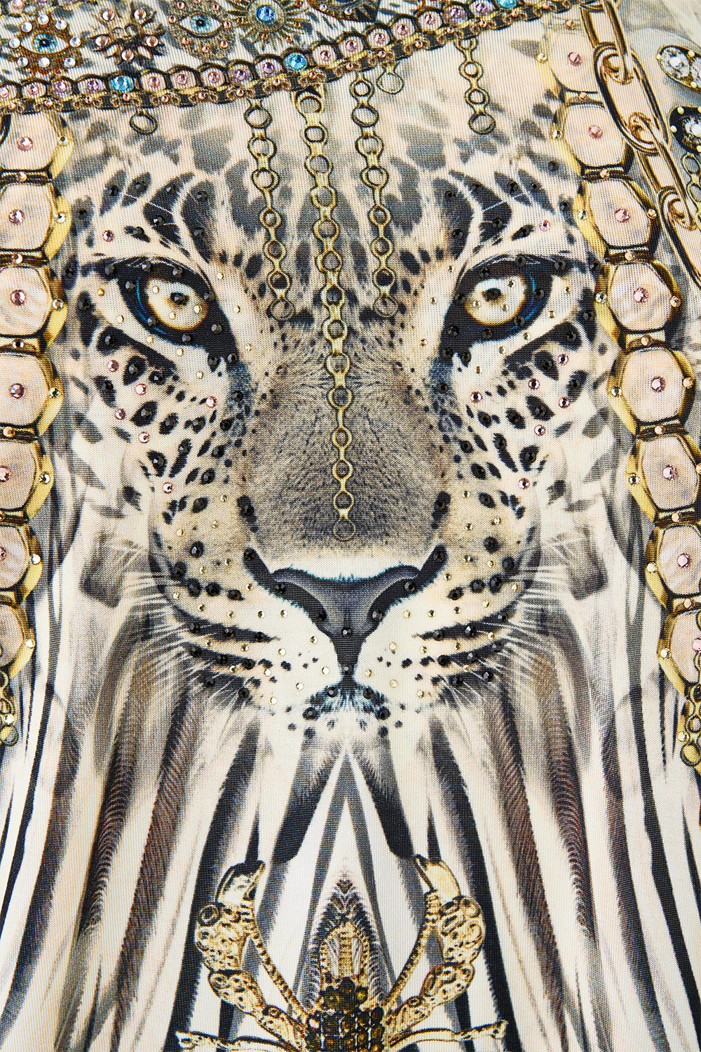 The CAMILLA TWISTED ONE SHOULDER DRESS LADY LIONHEART in our  print.