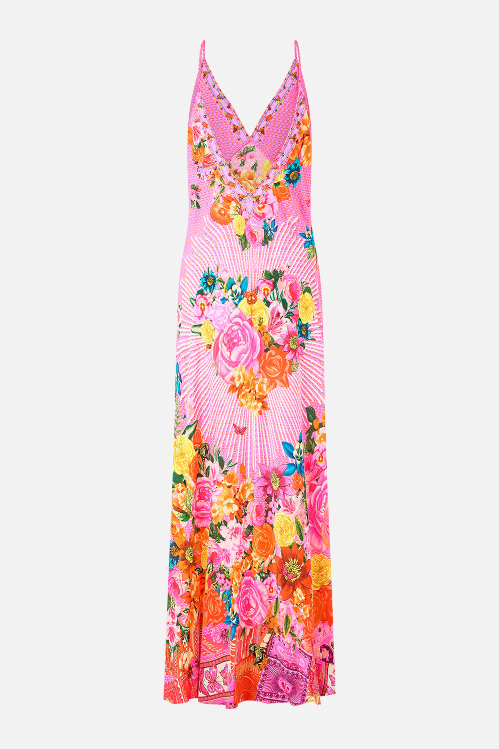 V-NECK FULL LENGTH BIAS SLIP DRESS ILLUSTRATION NATION