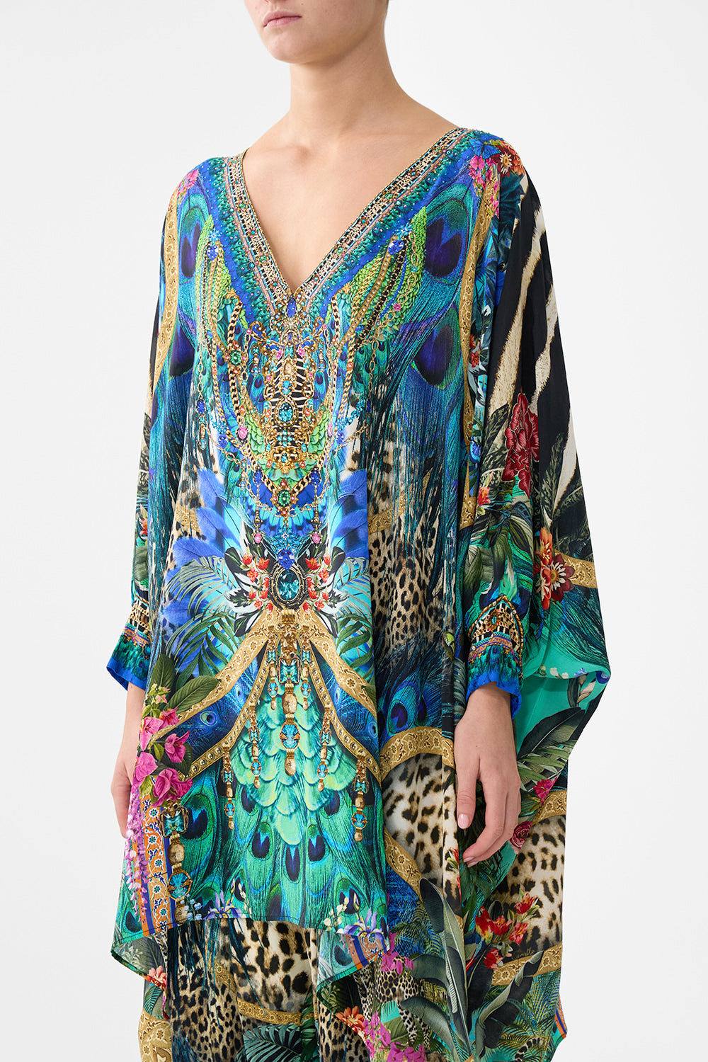 The CAMILLA short kaftan with cuff from our print animal alchemy