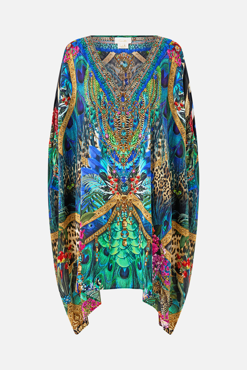 The CAMILLA short kaftan with cuff from our print animal alchemy, front product view