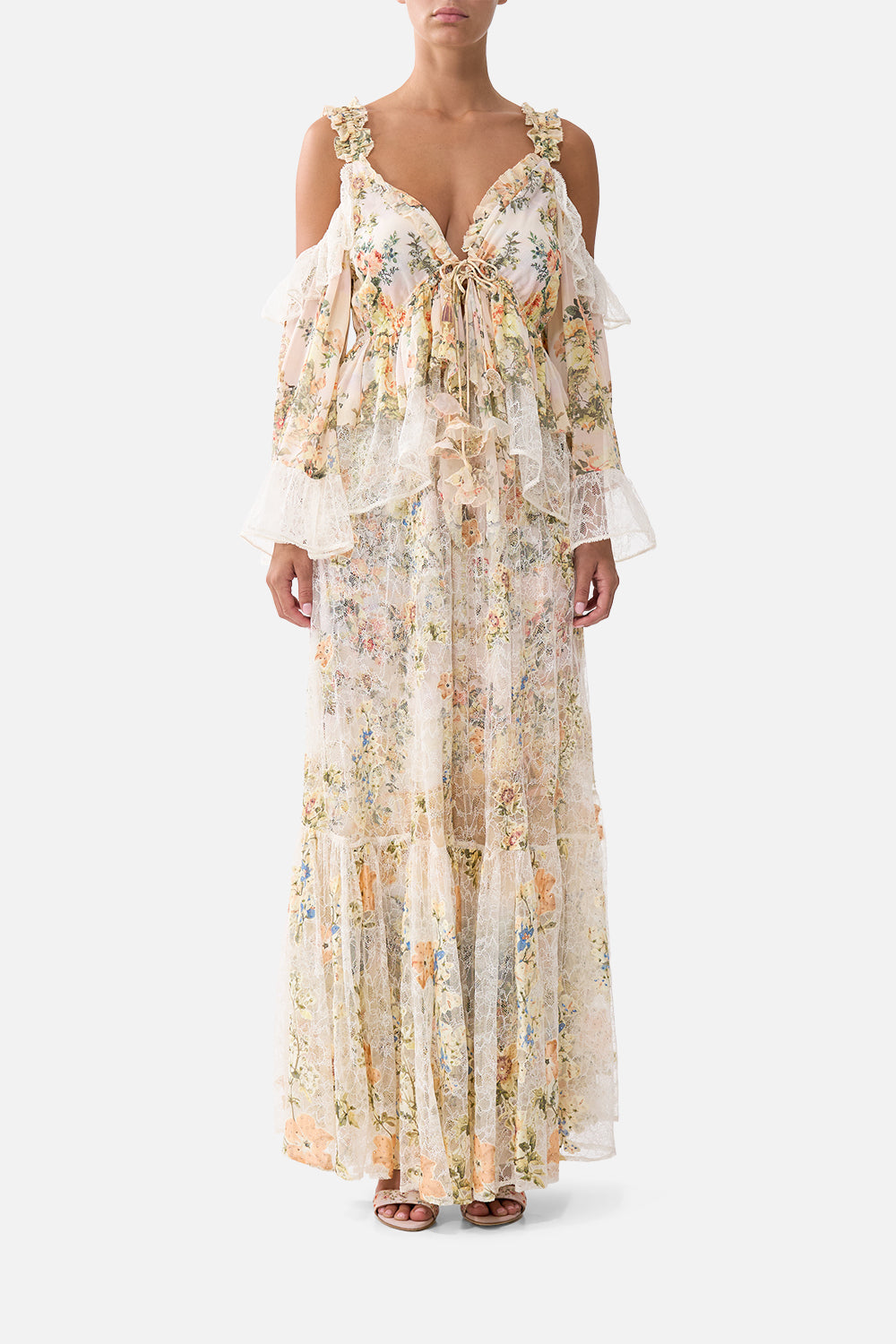 The CAMILLA COLD SHOULDER RUFFLE TOP TWILIGHT IN ISTANBUL in our TWILIGHT IN ISTANBUL print.