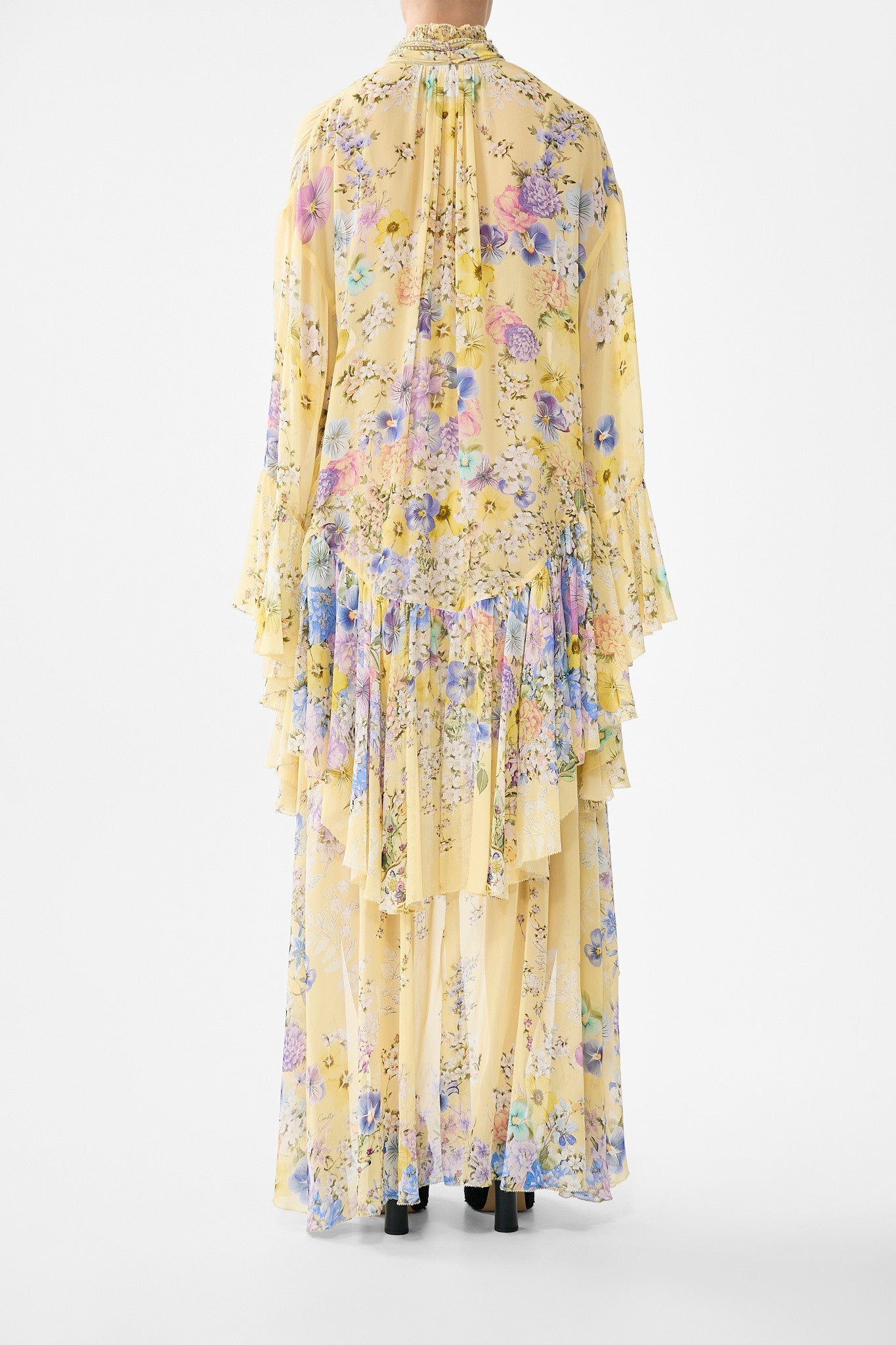 RUFFLE HIGH LOW DRESS WITH LONG SLEEVE DARLING BUDS