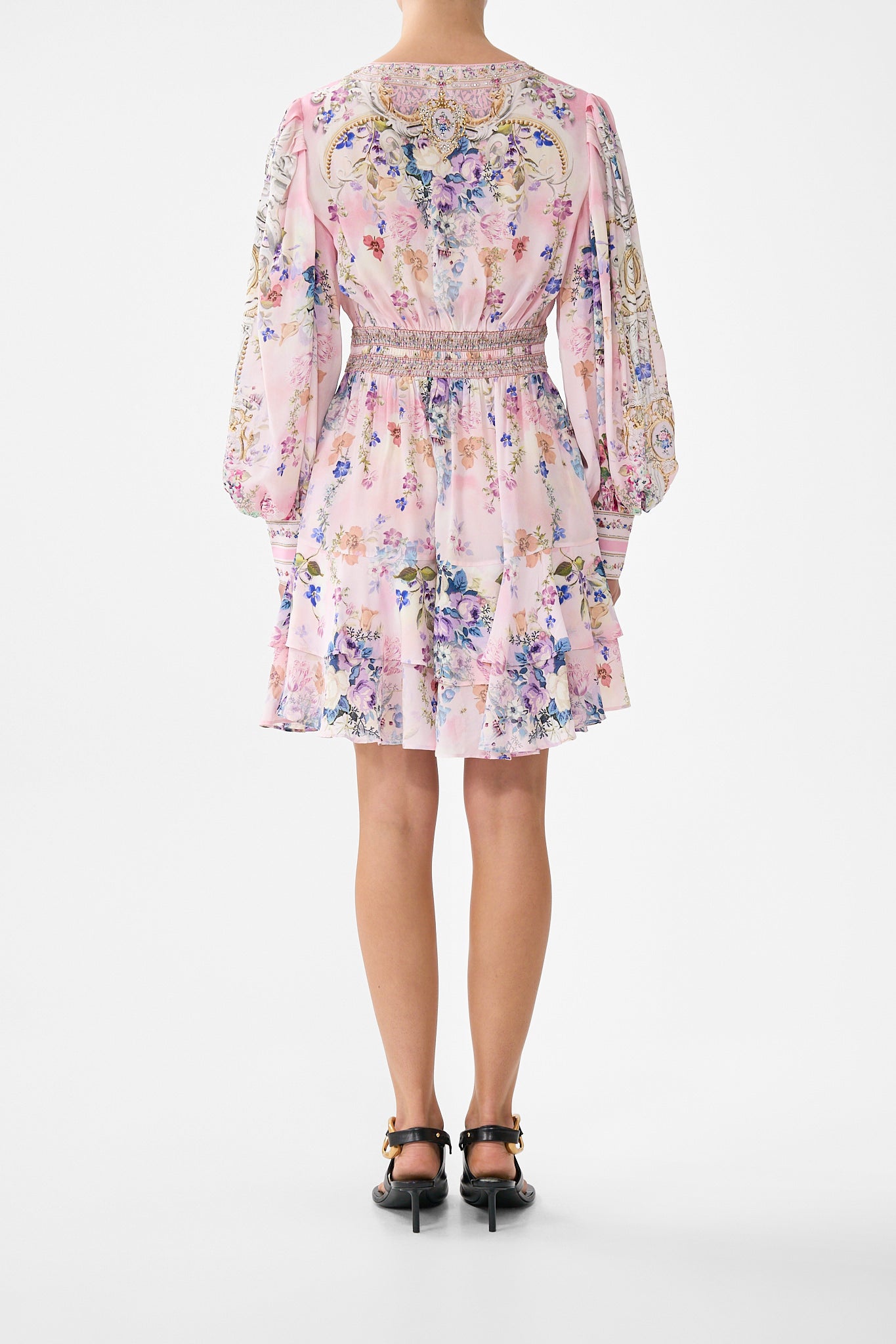 BUTTON FRONT FRILL DRESS PALATIAL PASTELS