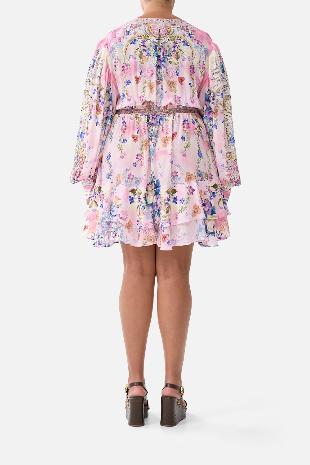 BUTTON FRONT FRILL DRESS PALATIAL PASTELS