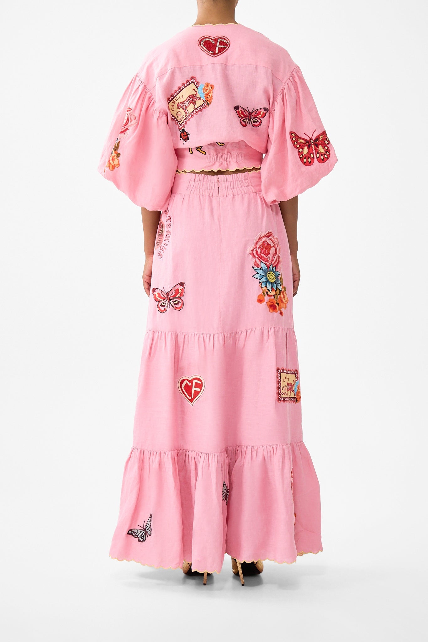 TIE FRONT PUFF SLEEVE TOP COLLAGE KINGDOM