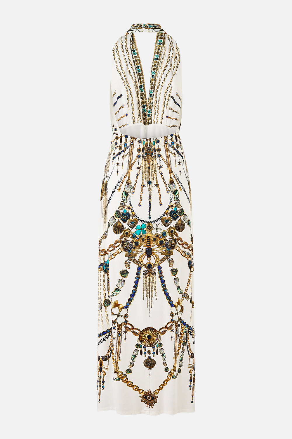 The CAMILLA DEEP COWL PLUNGE DRESS CHAIN GANG in our  print.