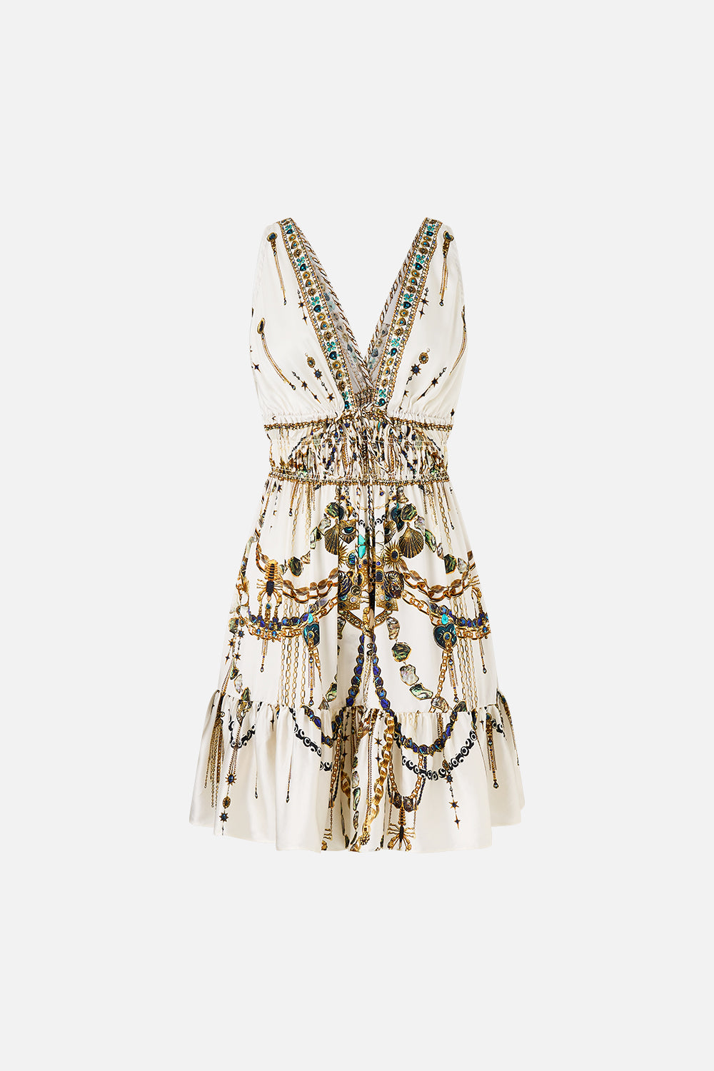 SHIRRED WAIST DETAIL MINI DRESS CHAIN GANG