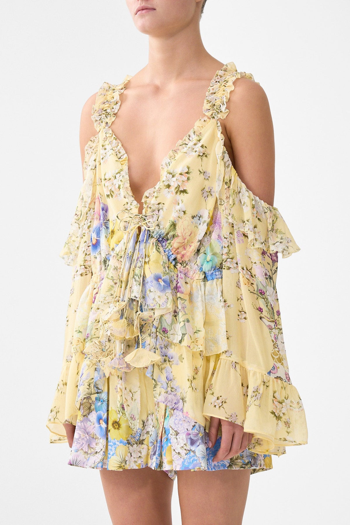 The CAMILLA cold shoulder ruffle top from our print darling buds