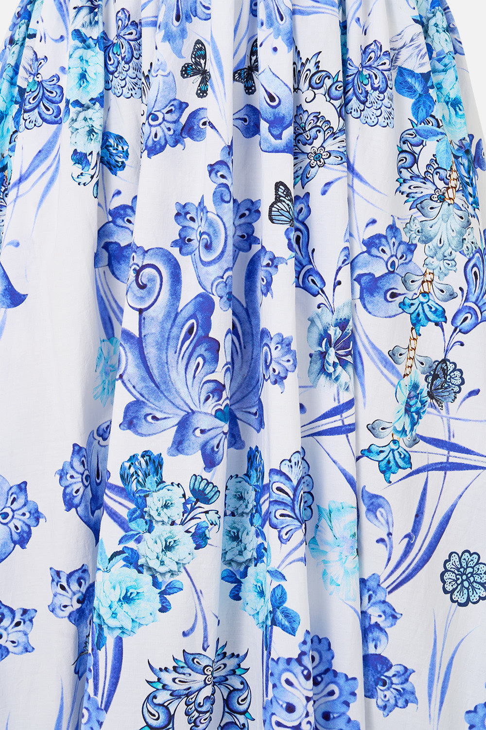 The CAMILLA RUFFLE HEM HALTER DRESS ALL ABOUT THAT LACE in our  print.