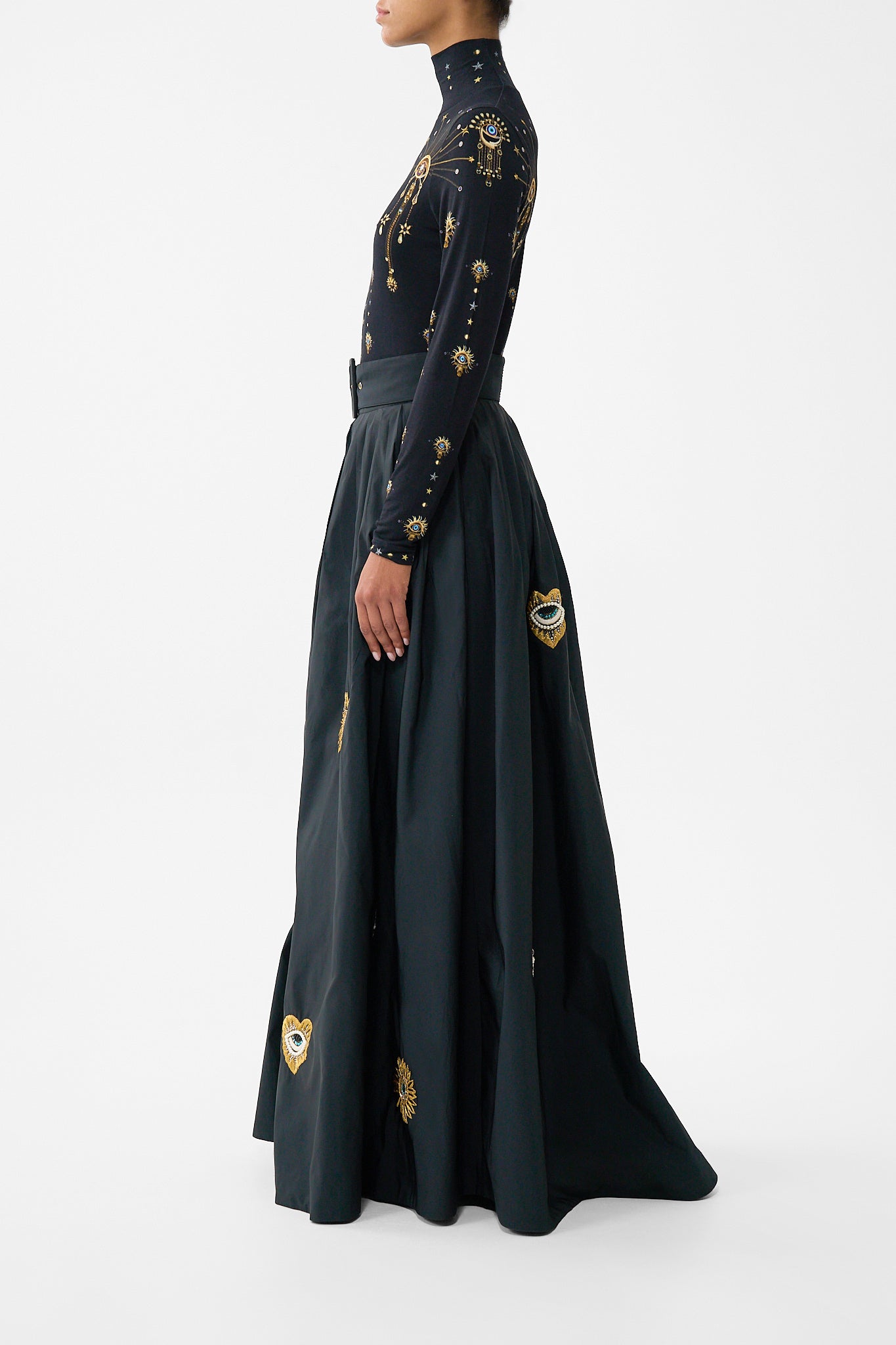 BELTED TAFFETA MAXI SKIRT AMULETS AND ALCHEMY