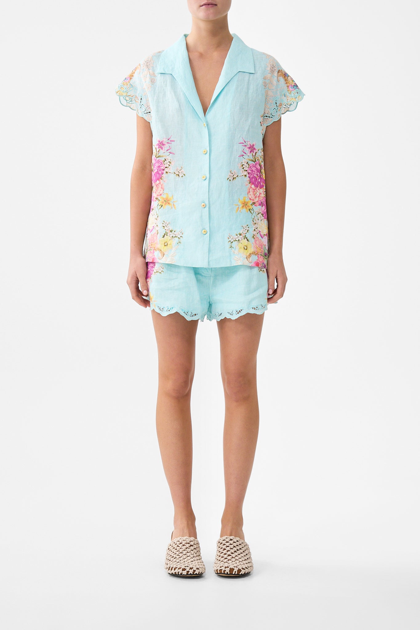 BUTTON THROUGH COLLARED TOP BAZAAR BLOOMS