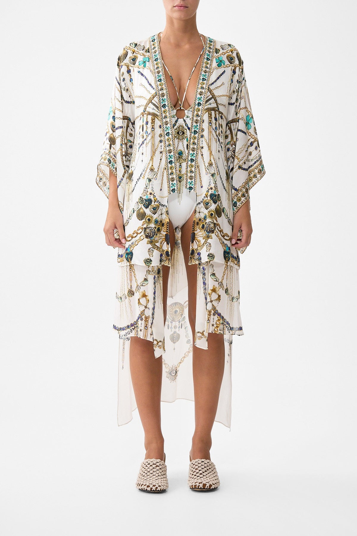 KIMONO WITH LONG UNDERLAYER CHAIN GANG