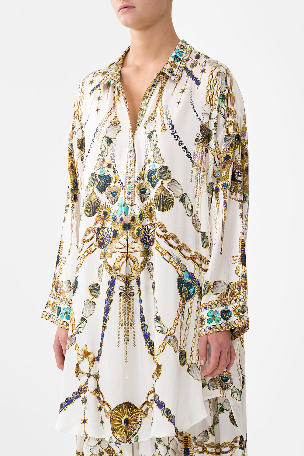 RELAXED HIGH LOW SHIRT DRESS CHAIN GANG