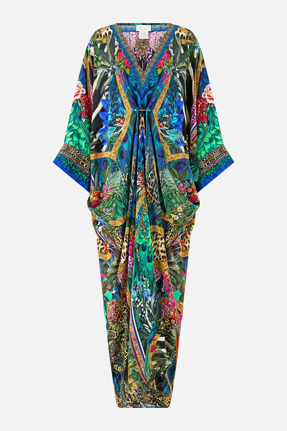 The CAMILLA PIERCED V-NECK KAFTAN ANIMAL ALCHEMY in our  print.